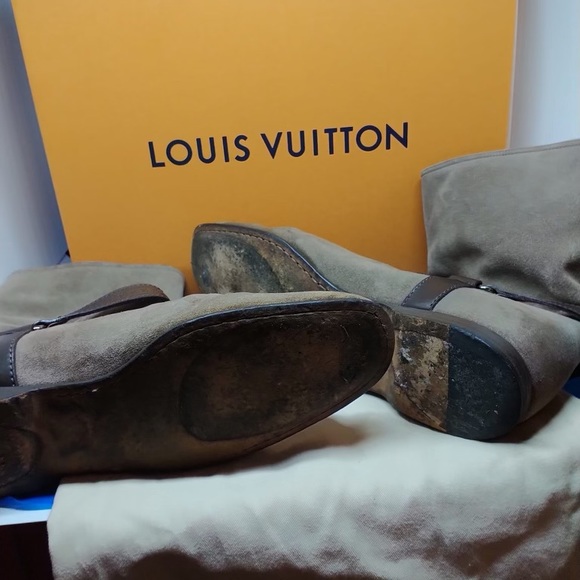 Auth Louis Vuitton Brown Suede and Leather Boots Style FD0172 6 Size 6 - Picture 4 of 4